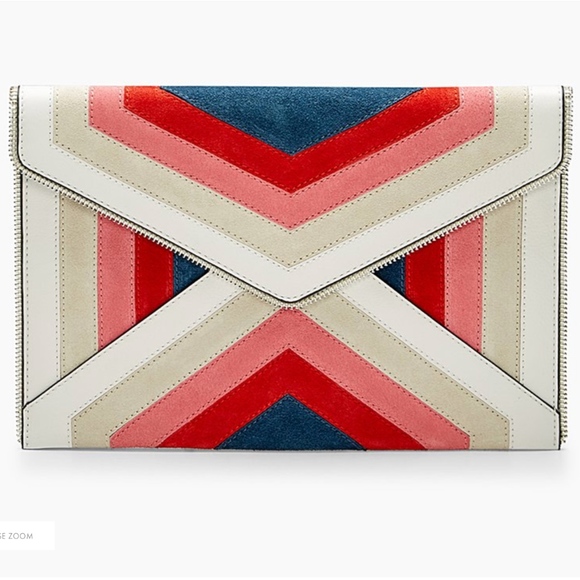 Rebecca Minkoff Handbags - NWT Rebecca Minkoff Leo Clutch Stripe Chevron Bag